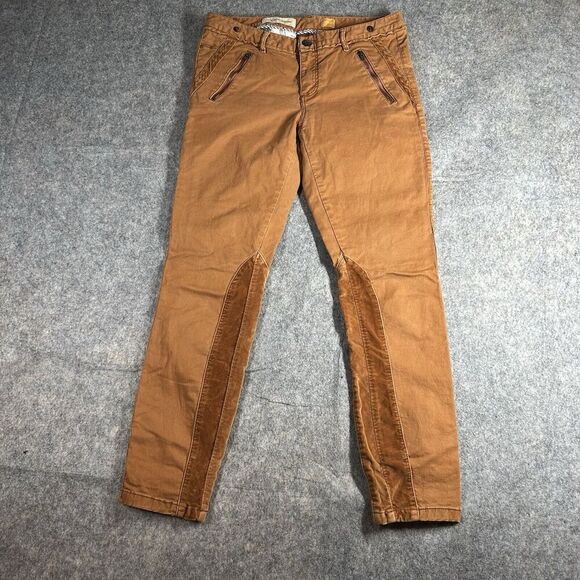 Pilcro Anthropologie Pants Womens 6 Burnt Orange Skinny Jeans Zip Pockets Velvet - Picture 1 of 10